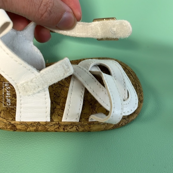 Carter’s White Baby Velcro Strapped Sandal, Baby Size 0-3 month, Baby First Shoe - Picture 7 of 7
